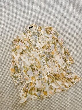Beulah Floral Boho Sheer Mini Dress Size M